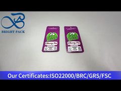 pequeña bolsa compuesta de plástico púrpura para pastel de cerezas