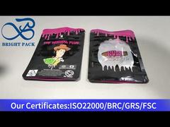 Bolsas con cremallera a prueba de niños y ventana transparente.