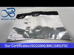 Bolsa plateada sellada por tres lados con ventana transparente