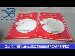 bolsa de plástico roja con ventana transparente para carne