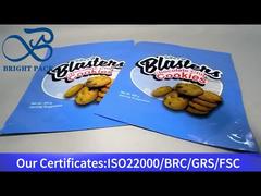 Bolsa azul con cremallera para galletas de chocolate 400g