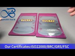 bolsa con cierre de cremallera y soporte de papel de aluminio rosa con ventana transparente