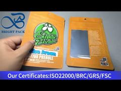 bolsa con cierre ziplock naranja a prueba de niños con ventana transparente