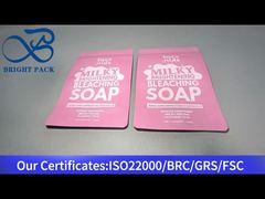 Bolsa de plástico de aluminio de pie rosa para alimentos 140g