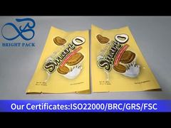 bolsa plástica amarilla para galletas rellenas de crema moca 260g