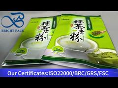 bolsa verde con cierre hermético para polvo de moca