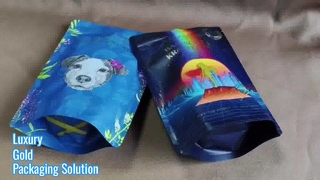 Bolsas de plástico con cremallera y estampado dorado de lujo para regalos premium y embalajes minoristas de marca