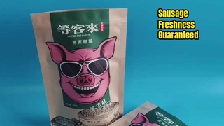 Bolsas con cremallera de papel Kraft resistentes al aceite para almacenamiento de salchichas frescas y delicatessen