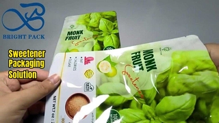 Bolsa de envasado de alimentos con cierre de cremallera verde para edulcorante dorado de fruta monje