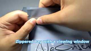Bolsa con cremallera y ventana de visualización.