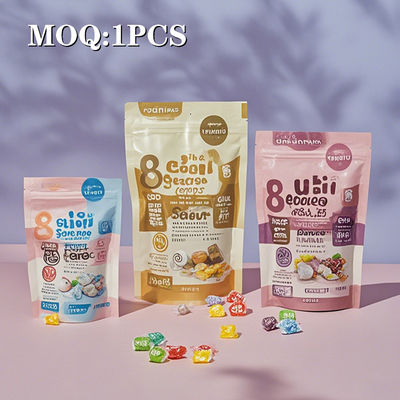 Embalaje a prueba de olor personalizado Logotipo de cierre de cerradura impreso Bolso de plástico de pie Embalaje comestible Bolsas recargables Mylar