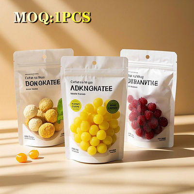Impresión a medida Biscoito sellado térmicamente Bocadillo de pie Bolsa con cremallera Embalaje de plástico de aluminio de papel alimenticio Bolsa de fruta seca
