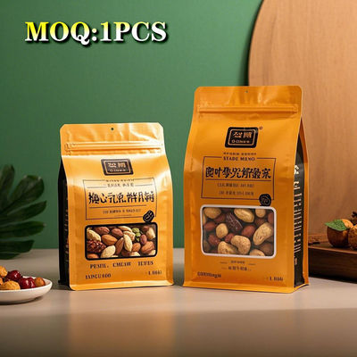 Custom 2.5kg Ocho lados sellados de nueces de alimentos Embalaje de cremallera Bolsa de aluminio recubierto de fondo plano Bolsa de cremallera Para el embalaje de snacks