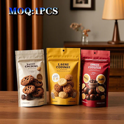 Bolsa de cremallera de pie personalizada para alimento de nueces con ventana abierta