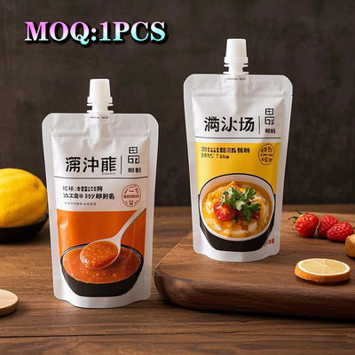 Impresión personalizada Bolsa de boca de salida con boca de salida Jugo de leche Aceite Bebida líquida Suero de leche Bolsa de embalaje reutilizable con boquilla con agujero colgante