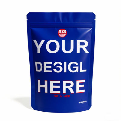 Bolsas Mylar impresas a medida al por mayor - Bolsas de pie a prueba de olor con cremallera en 3,5 g, 7 g, 14 g, 28 g Tamaños para envases de alimentos