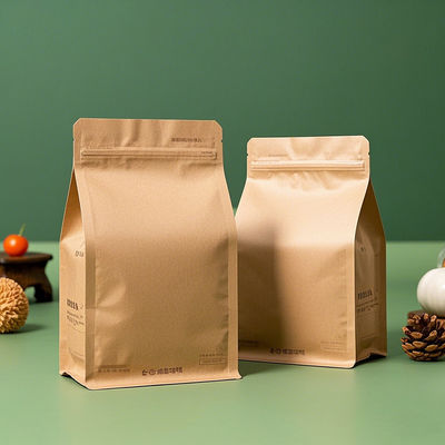 Bolsas de fondo plano con sellado de ocho lados de alta calidad, con certificación de la FDA, impresas a medida y a prueba de humedad para alimentos y minoristas Capacidad 50g-2000g