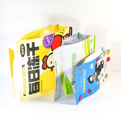 Bolsas de comida para mascotas de ocho lados selladas de pie 8 oz impresas a medida Cerradura reabreble PET duradero / ALU / LLDPE Material a granel para perros y gatos Envases