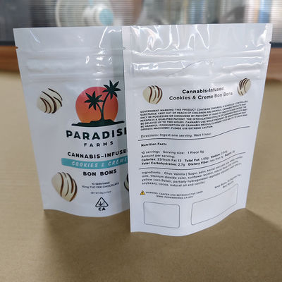 Bolsa de cremallera a prueba de niños Embalaje compuesto impreso personalizado para alimentos / dulces / nueces Diseño reabreble ecológico