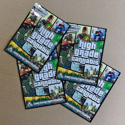 Bolsa de barrera a prueba de niños con temática GTA REACH ROHS Compatible Impresión en rotogravura de 8 colores