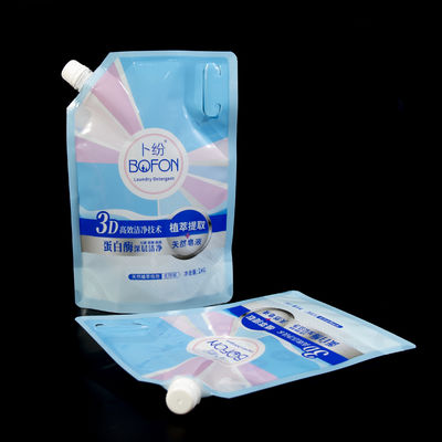 Bolsa con boquilla en ángulo para detergente de 1L, laminado PET AL PE a prueba de fugas, boquilla ancha