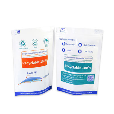 Bolsas de reciclaje ecológicas de plástico duraderas y reciclables, bolsas verticales de PE/PE