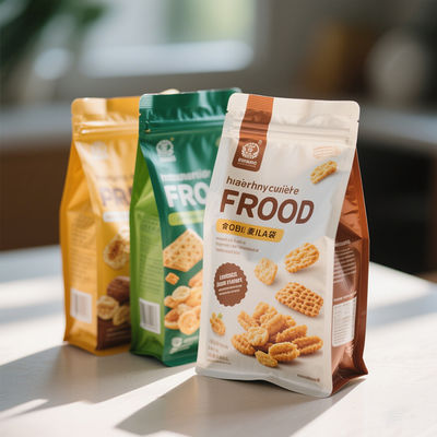 Bolsas compuestas de pie impresas a medida - CMYK completo y acabado táctil suave