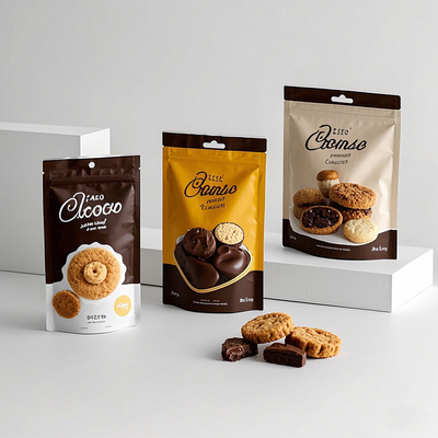 Bolsas con cierre de cremallera y soporte personalizadas para alimentos, aptas para café y aperitivos