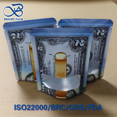Bolsas a prueba de niños con sello de 3 lados con patrón de dólar estadounidense impreso a medida - Certificado ASTM