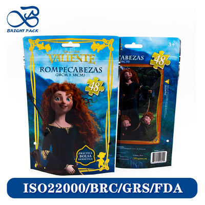 Patrón de dibujos animados personalizados Bolsas de cremallera para juguetes Embalaje con materiales biodegradables y no tóxicos.