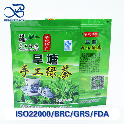 Bolsas ecológicas para el envasado de té con forro de papel de aluminio y cremallera reabrible.