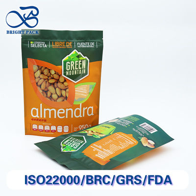 Bolsas Mylar con cierre hermético de pie de suministro de fábrica para envasado de frutos secos con impresión personalizada y ventanas.