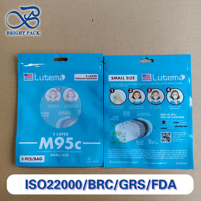 Bolsa de barrera de múltiples capas sellada con ventana clara para máscaras de embalaje de grado farmacéutico y esterilizable.