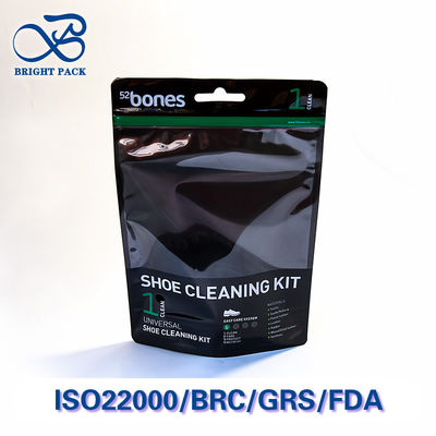 Bolsas Premium con ventana transparente para limpieza de zapatos, kits de embalaje con superficie brillante personalizada y rentable.