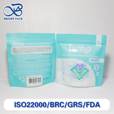 Bolsas de pie impresas personalizadas con cremallera resealable y protección contra la humedad para el embalaje de las almohadillas de lavandería.