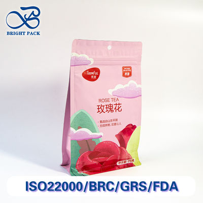 Bolsa de sellado de ocho lados rentable para envases de té con resistencia a las lágrimas e impresión personalizada con descuentos para pedidos al por mayor.