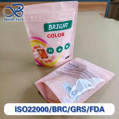 Bolsas a prueba de manipulaciones y a prueba de niños con logotipo y material personalizables para el envasado de cápsulas de lavandería.