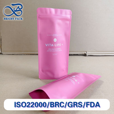 Anti-Golpe Zipper Stand Up Bags For Skincare Products Packaging con marca y patrón de impresión personalizable.