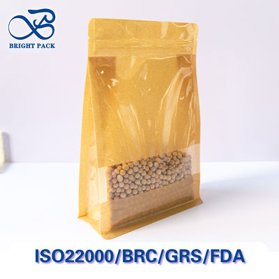 Bolsas de papel Kraft duraderas con ventana visible para envases de alimentos a prueba de grasa personalizables.