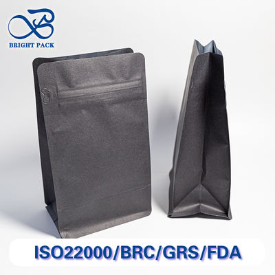 Grado de seguridad alimentaria bolsas de papel Kraft negras en blanco bolsas de papel Kraft simples sin impresión con marca personalizada mayorista.