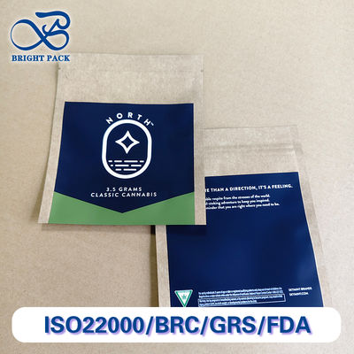 Bolsa de papel kraft reciclable y biodegradable para envasado farmacéutico con impresión personalizable de alta resolución.