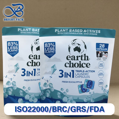 Bolsa con cierre hermético y soporte personalizado para cápsulas de detergente para ropa de primera calidad, alta barrera y a prueba de fugas