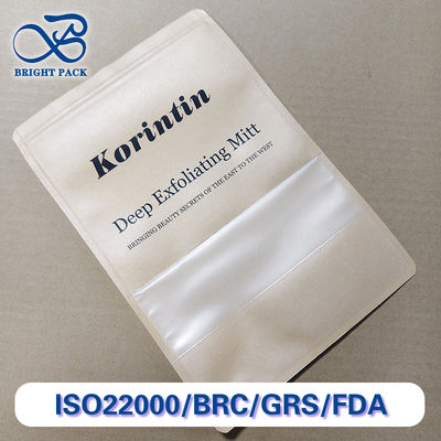 Bolso de ventana de papel Kraft Embalaje compuesto de múltiples capas Alimentos / café / nueces Tamaños personalizados certificados por FDA / SGS e impresión