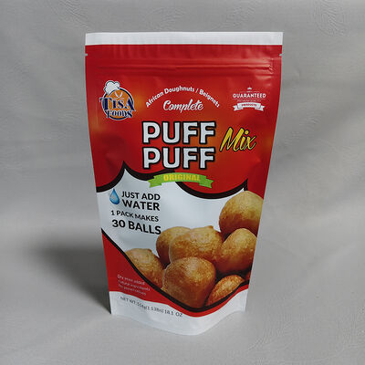 Bolsa de pie con alta barrera con cremallera reabrible