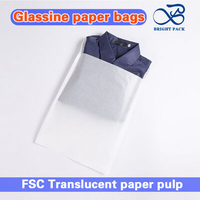 Bolsas de Papel Glassine Compostables Certificadas de 40g con Tira Autoadhesiva para Empaquetado Ecológico de Ropa