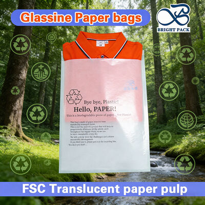 Bolsas de papel de vidrio blanco ecológicas para el embalaje de prendas de vestir abrigos ropa interior ropa biodegradable bolsa de embalaje