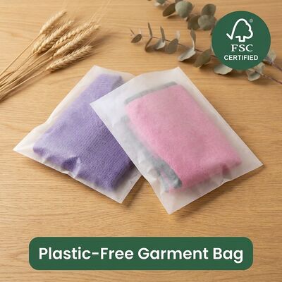 Ropa de sobre glassine ecológica de lujo verde, ropa de plástico cero, bolsa de ropa directiva de la UE, OEM para certificación