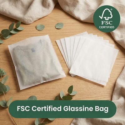Eco Amigable Luxury Bolso de vidrio Embalaje verde Ropa Bolso de ropa de plástico cero Directiva de la UE Ropa sostenible Europa OEM