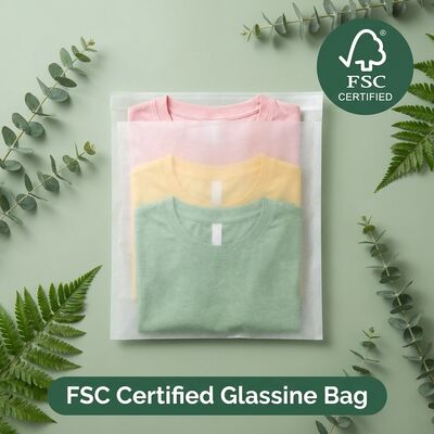 Bolsa de vidrio circular reciclable de plástico libre de ropa de lujo Embalaje de ropa ecológica Bolso de ropa para grasa certificada
