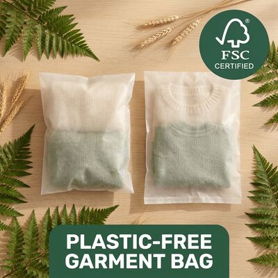 Bolsa glassine de lujo sin plástico para embalaje de ropa reciclable de moda Bolsa de ropa ecológica reutilizable para certificación a prueba de grasa